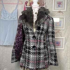 y2k fur grunge candie's jacket
